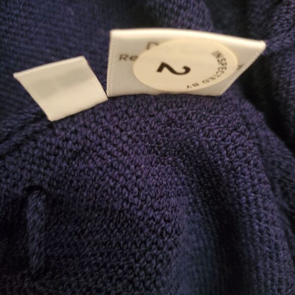 Margaret O'Leary Cardigan Sweater Wool Kimono Sleeve Peplum Navy Blue Sz L - Picture 7 of 7